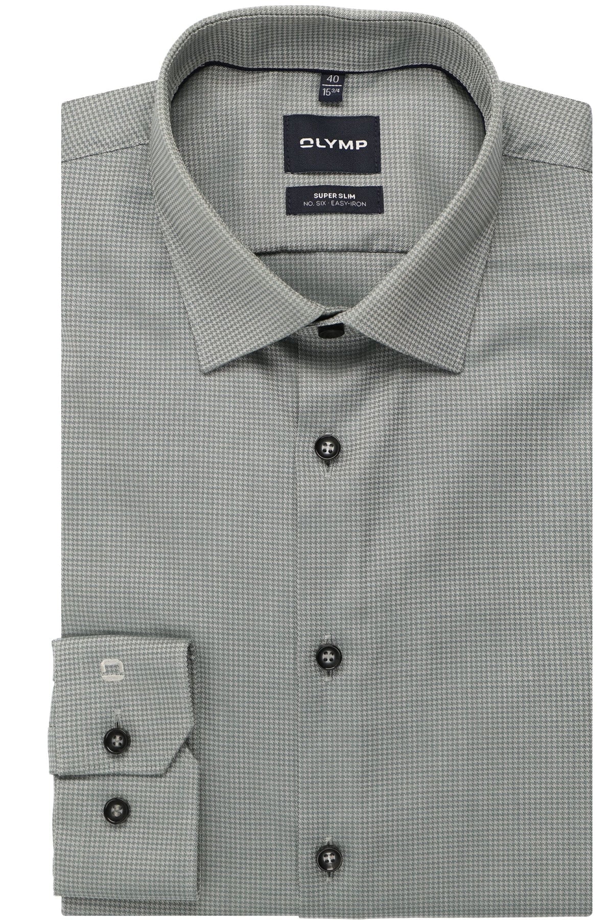 OLYMP No. Six Super Slim Hemd graugrün, Faux-uni
