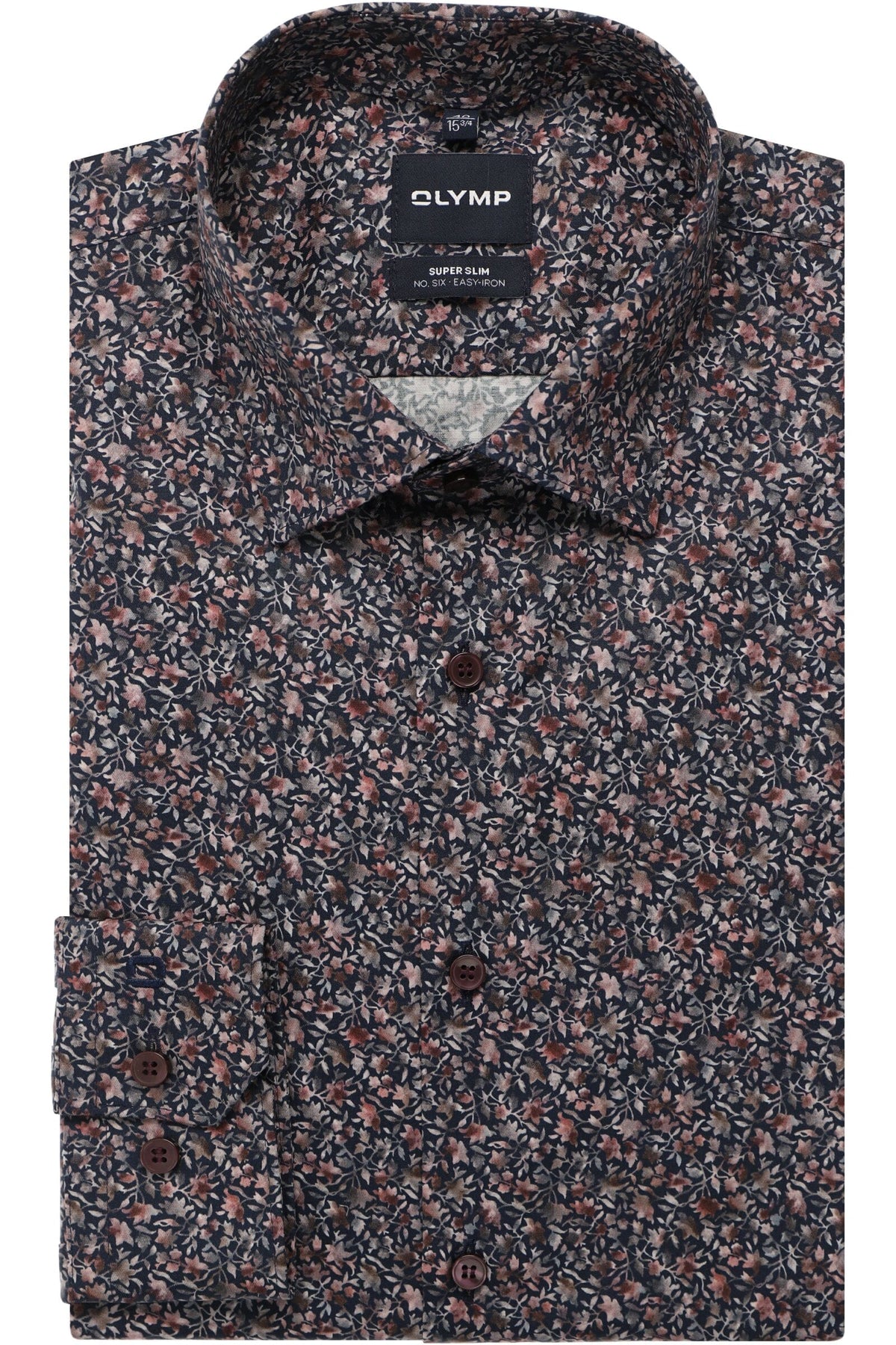 OLYMP No. Six Super Slim Hemd marine, Bedruckt