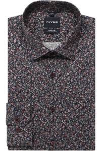 OLYMP No. Six Super Slim Hemd marine, Bedruckt