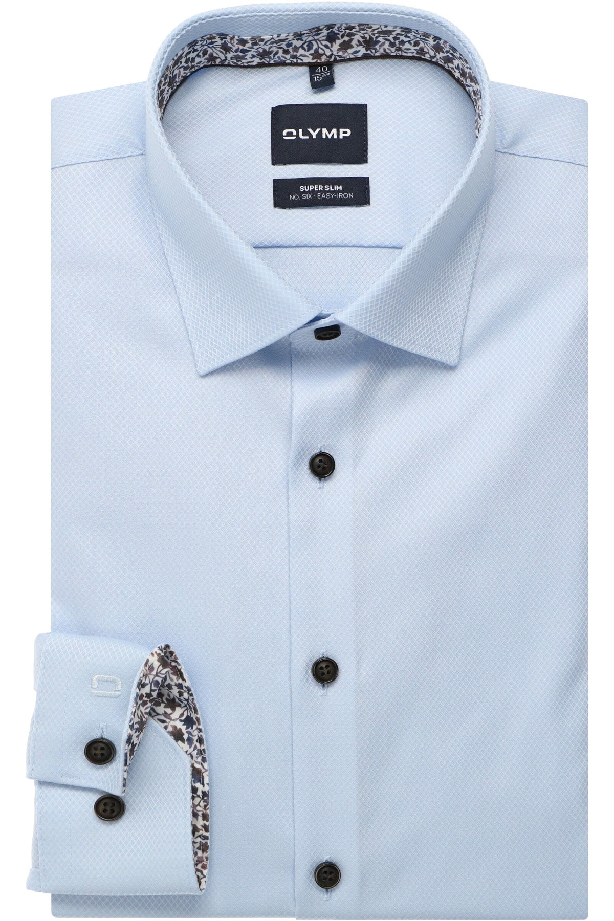 OLYMP No. Six Super Slim Hemd bleu, Faux-uni