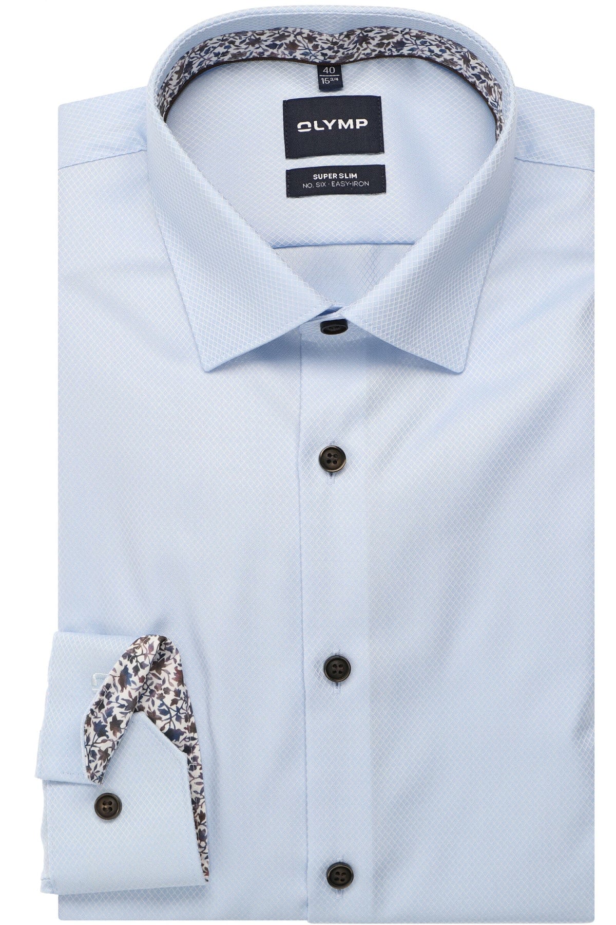 OLYMP No. Six Super Slim Hemd bleu, Faux-uni