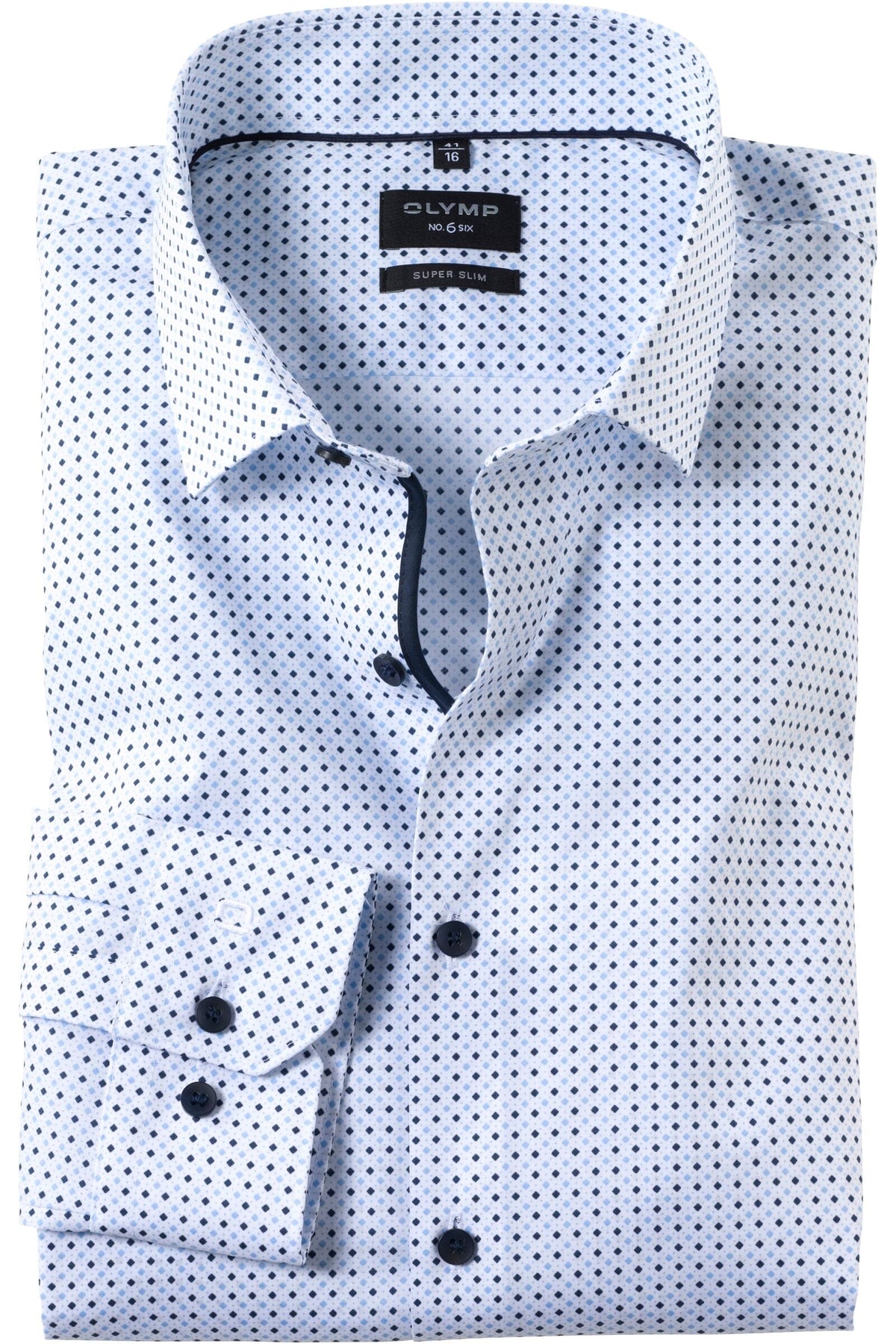 OLYMP No. Six Super Slim Hemd bleu, Gemustert