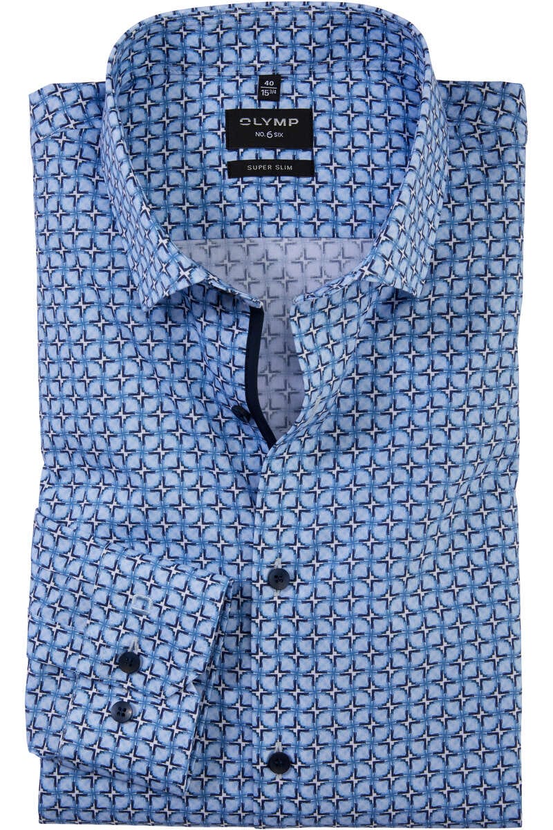 OLYMP No. Six Super Slim Hemd bleu, Gemustert