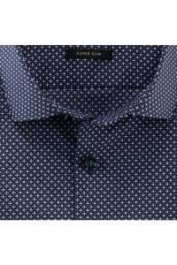 OLYMP No. Six Super Slim Hemd marine, Gemustert