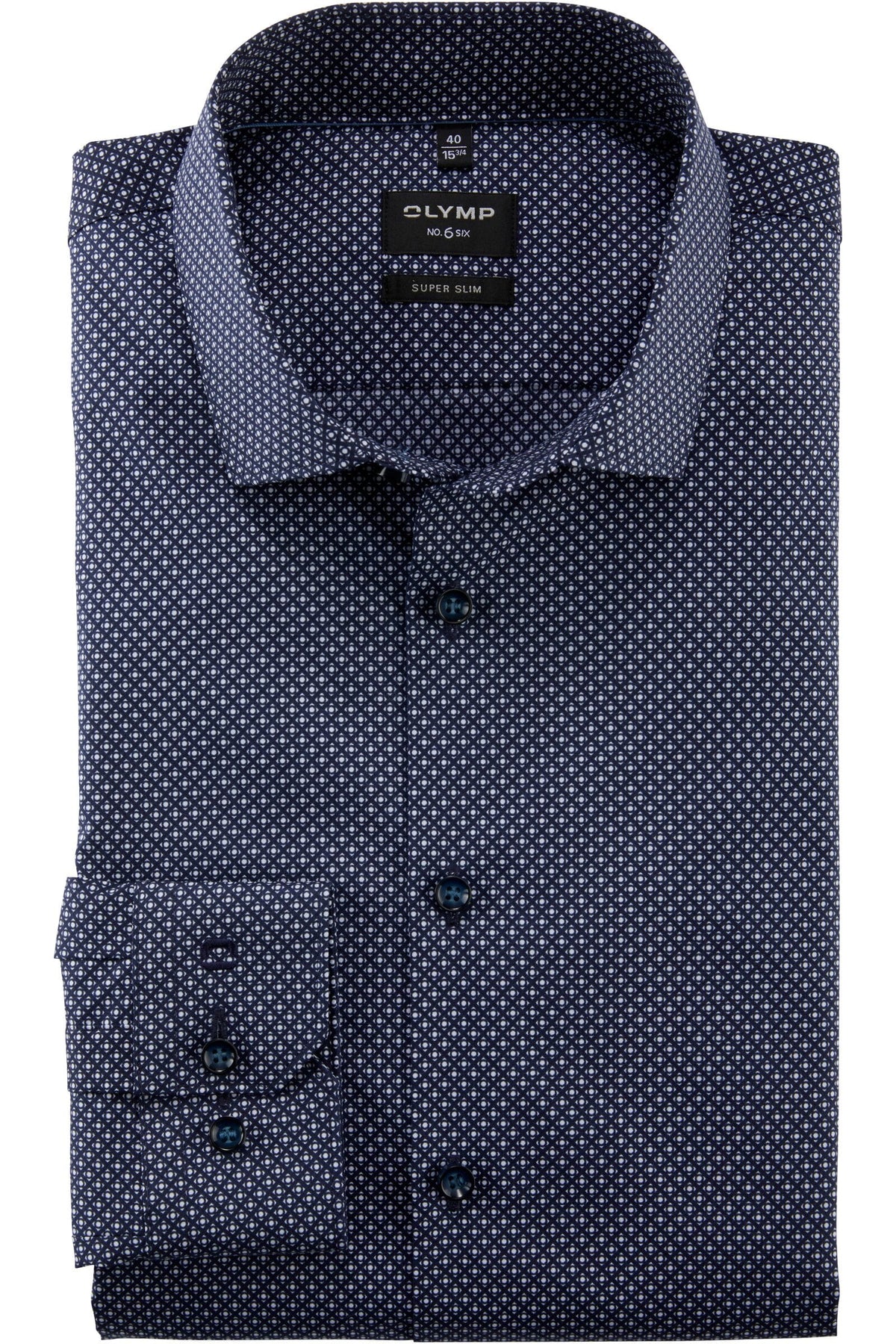 OLYMP No. Six Super Slim Hemd marine, Gemustert