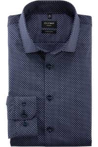 OLYMP No. Six Super Slim Hemd marine, Gemustert