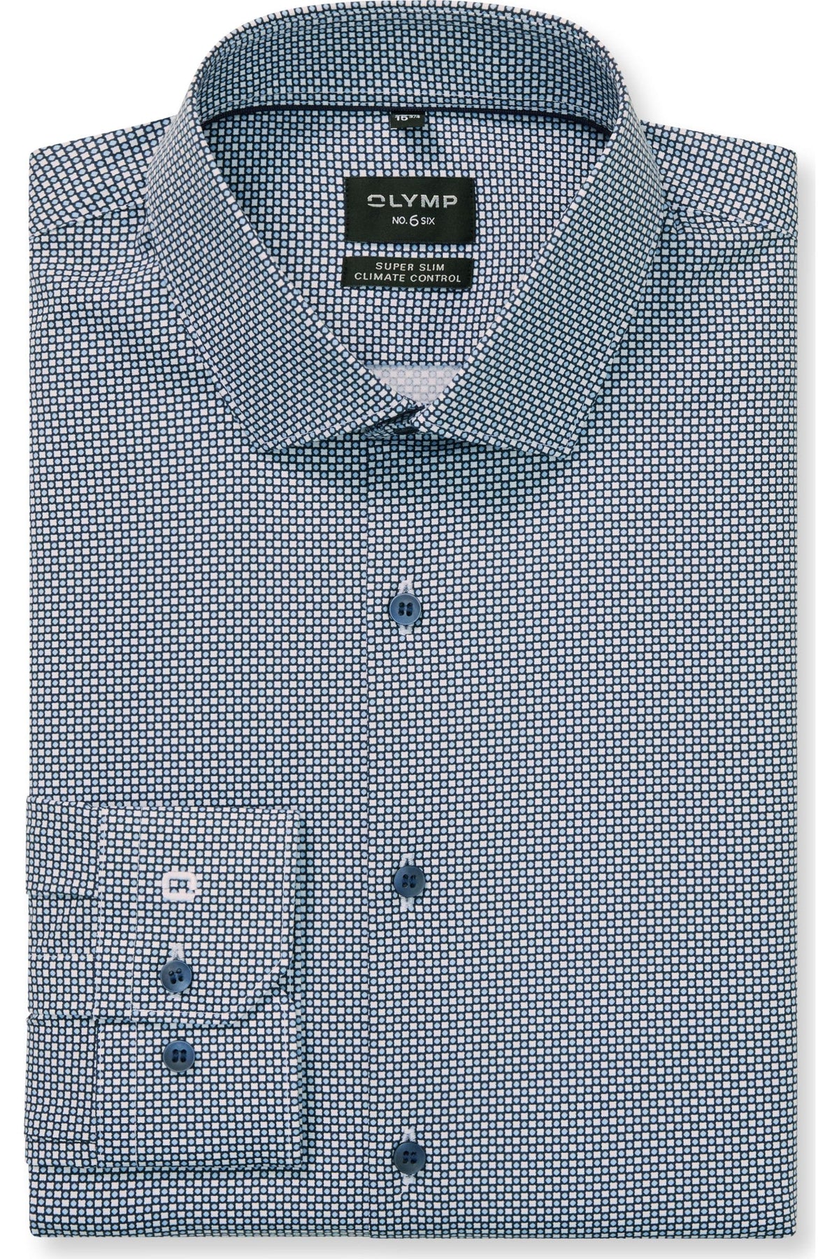 OLYMP No. Six Performance Climate Control Super Slim Hemd bleu, Bedruckt