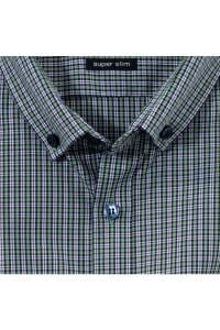 OLYMP No. Six Super Slim Hemd grün/blau, Kariert