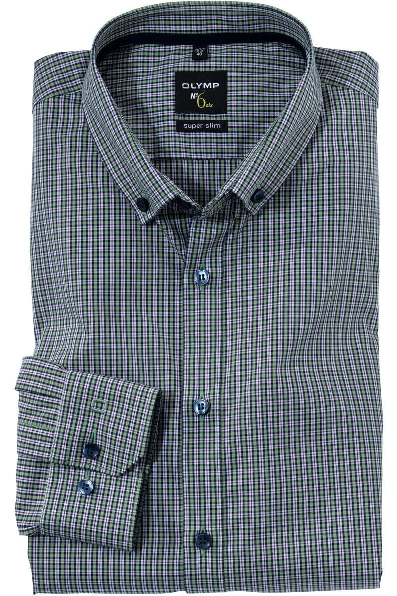OLYMP No. Six Super Slim Hemd grün/blau, Kariert
