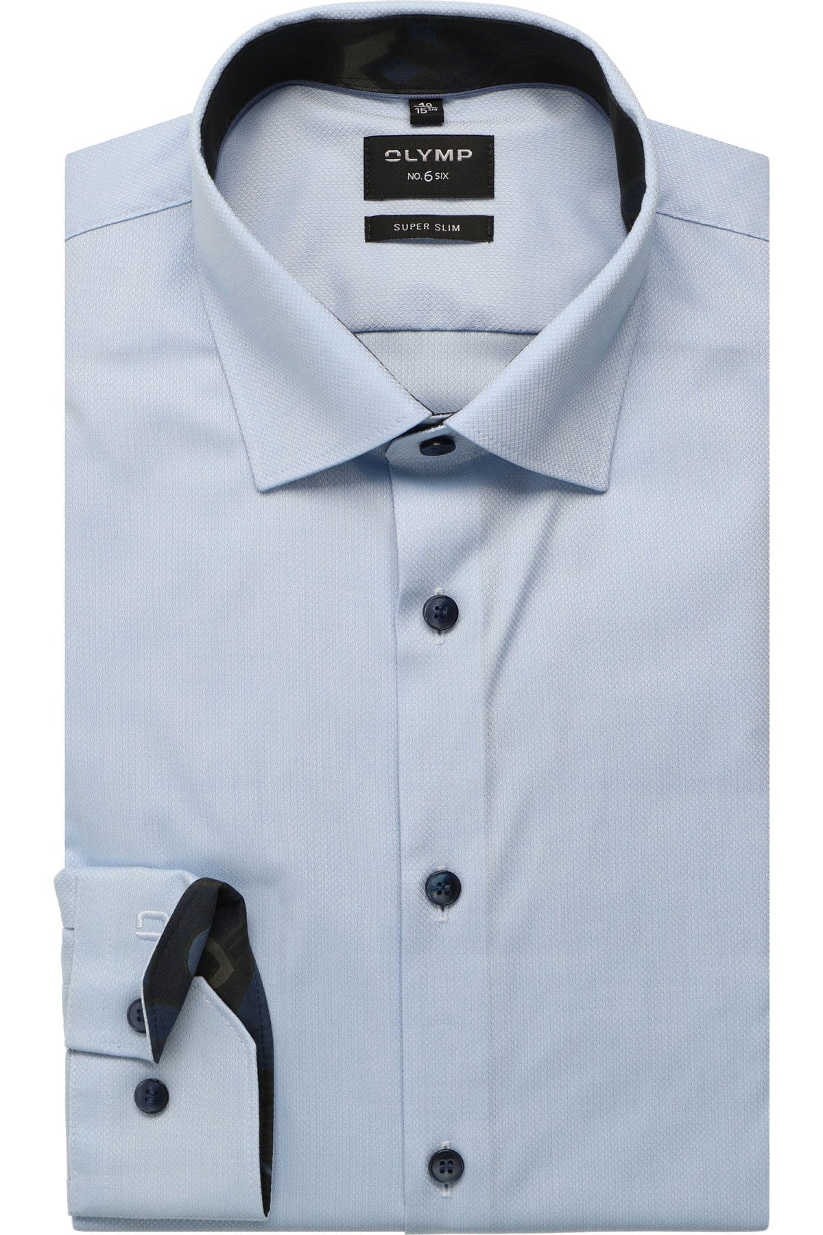 OLYMP No. Six Super Slim Hemd bleu, Faux-uni