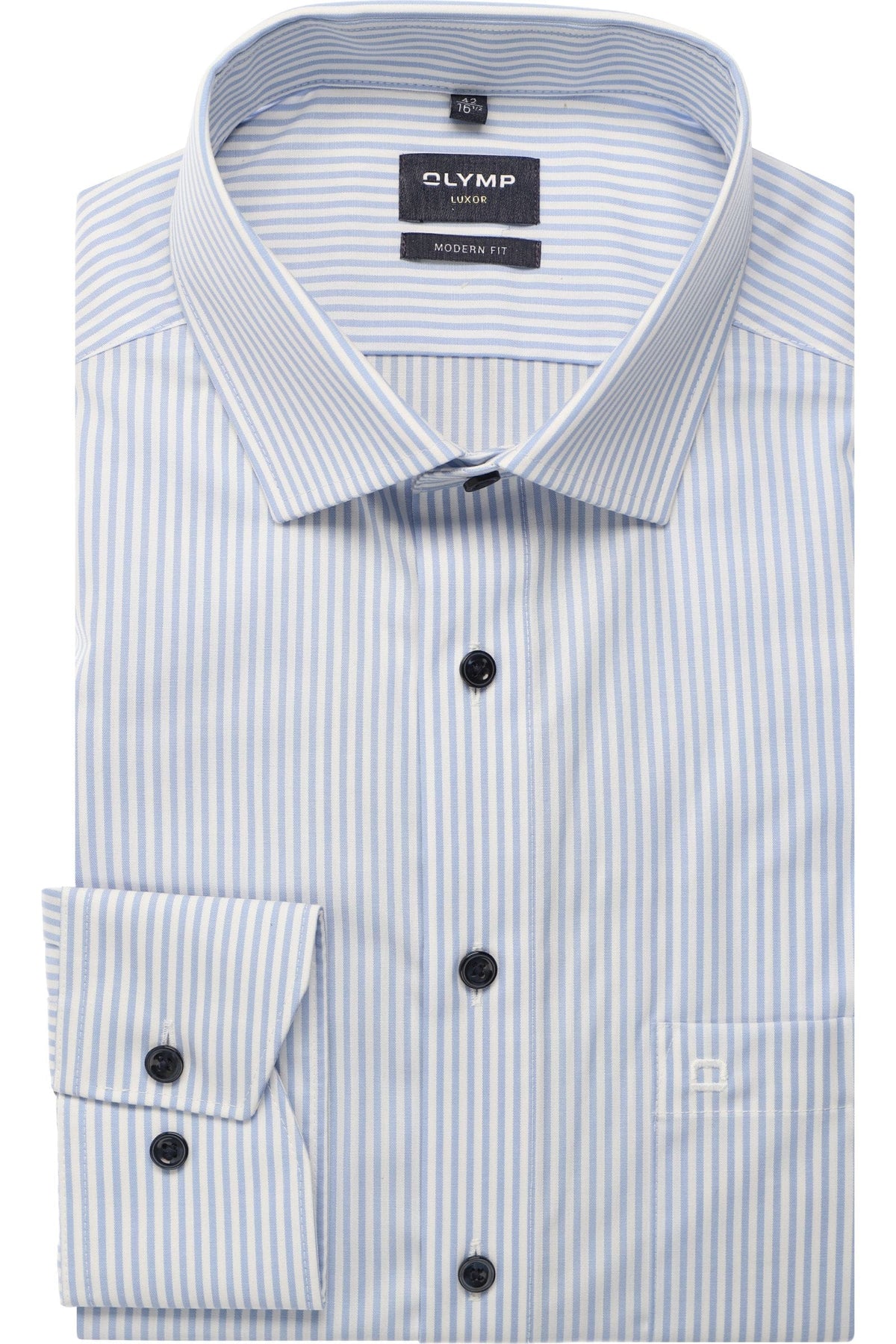 OLYMP Luxor Modern Fit Hemd bleu, Gestreift