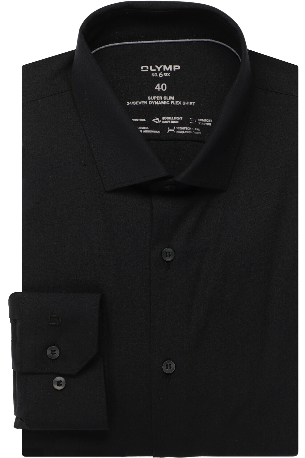 OLYMP No. Six Performance Climate Control Super Slim Hemd schwarz, Einfarbig