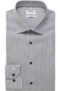 OLYMP Level Five Body Fit Tencel Hemd marine, Gestreift