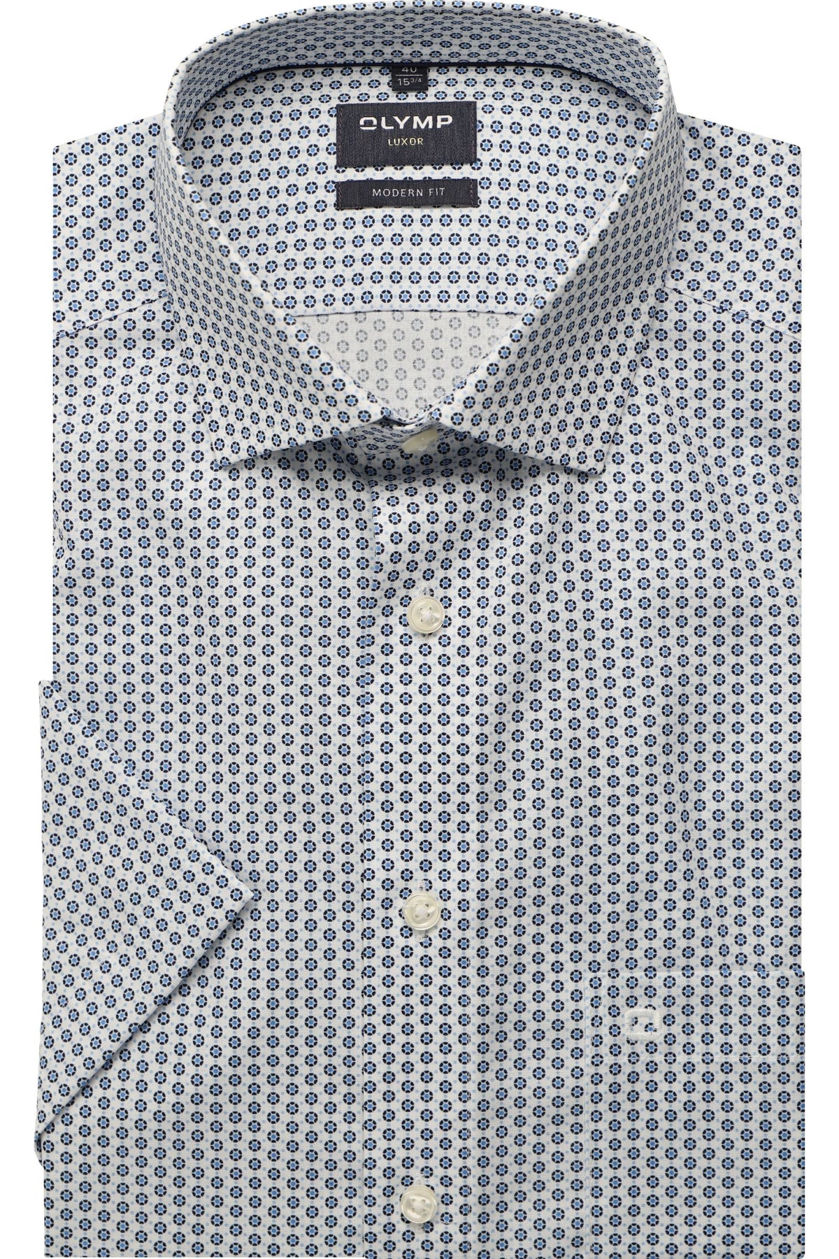 OLYMP Luxor Modern Fit Hemd bleu, Bedruckt