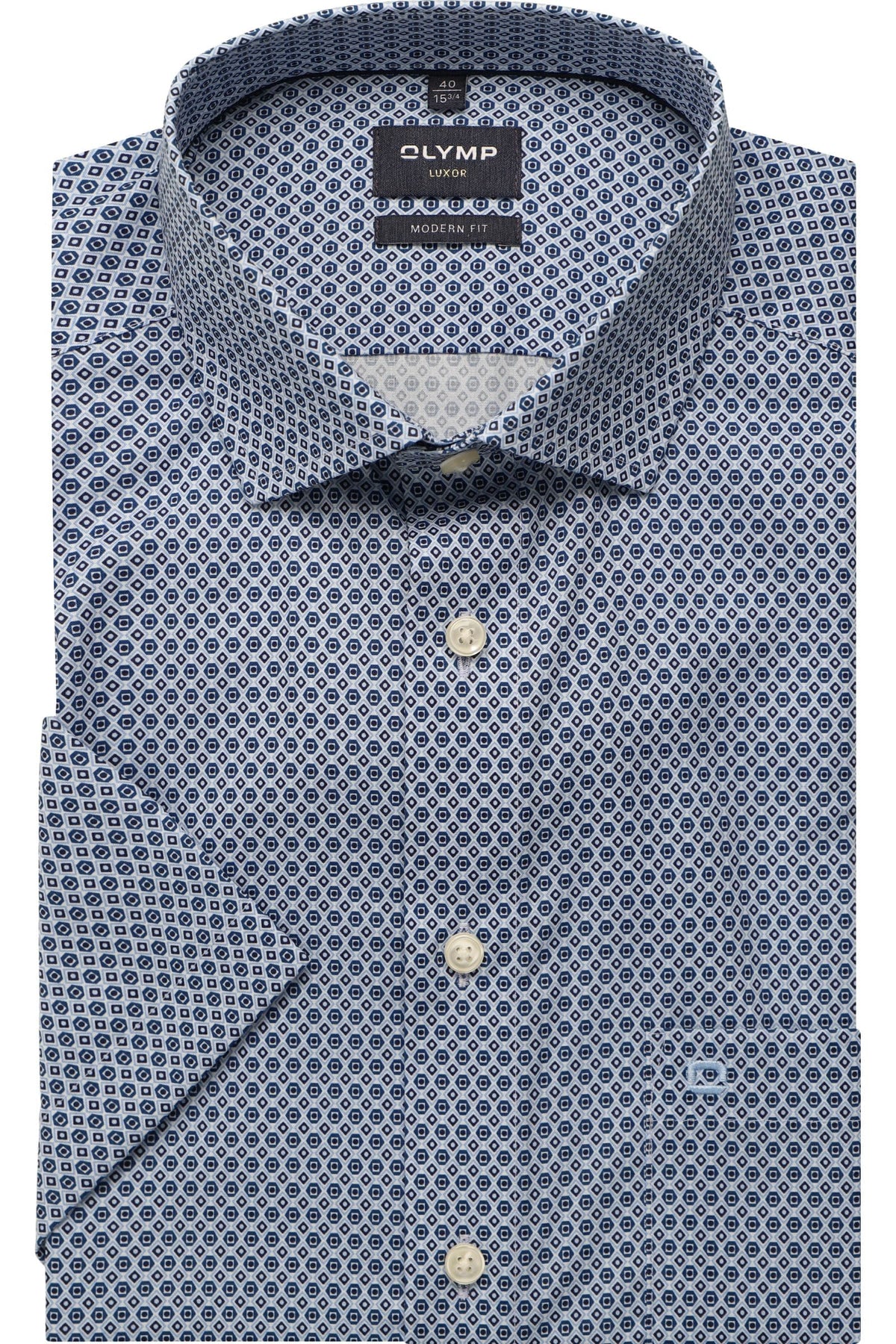OLYMP Luxor Modern Fit Hemd bleu, Bedruckt