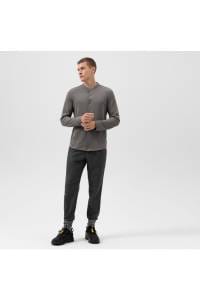 OLYMP Level Five Smart Casual Body Fit Jerseyhemd stein, Einfarbig