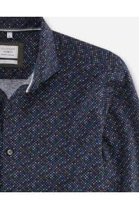 OLYMP Level Five Smart Casual Body Fit Hemd marine, Gemustert