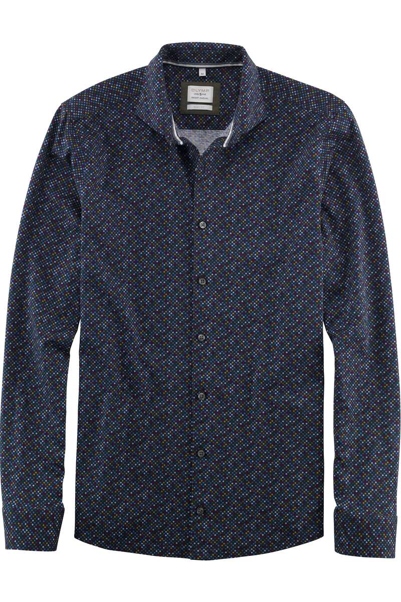 OLYMP Level Five Smart Casual Body Fit Hemd marine, Gemustert