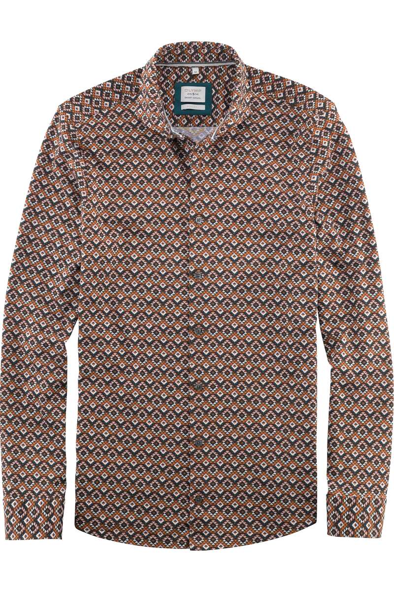 OLYMP Level Five Smart Casual Body Fit Hemd braun, Gemustert