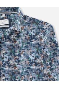 OLYMP Level Five Smart Casual Body Fit Hemd blau, Gemustert