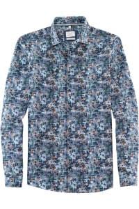 OLYMP Level Five Smart Casual Body Fit Hemd blau, Gemustert