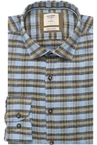 OLYMP Level Five Smart Casual Body Fit Leinenhemd bleu, Kariert