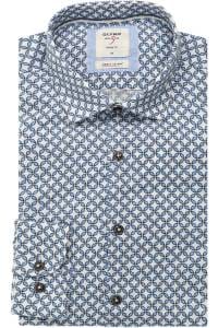 OLYMP Level Five Smart Casual Body Fit Leinenhemd weiss, Bedruckt