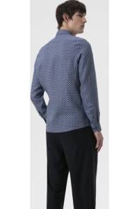OLYMP Level Five Smart Casual Body Fit Leinenhemd marine, Bedruckt