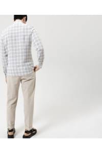 OLYMP Level Five Smart Casual Body Fit Leinenhemd blau, Kariert
