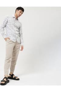 OLYMP Level Five Smart Casual Body Fit Leinenhemd blau, Kariert