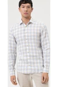 OLYMP Level Five Smart Casual Body Fit Leinenhemd blau, Kariert