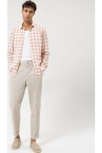 OLYMP Level Five Smart Casual Body Fit Leinenhemd lachs, Kariert