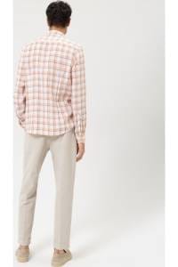 OLYMP Level Five Smart Casual Body Fit Leinenhemd lachs, Kariert