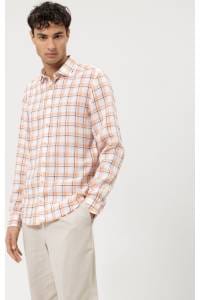 OLYMP Level Five Smart Casual Body Fit Leinenhemd lachs, Kariert