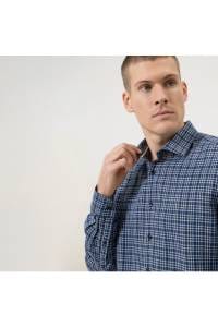 OLYMP Level Five Smart Casual Body Fit Leinenhemd marine, Kariert