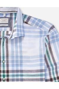 OLYMP Level Five Smart Casual Body Fit Leinenhemd bleu, Kariert
