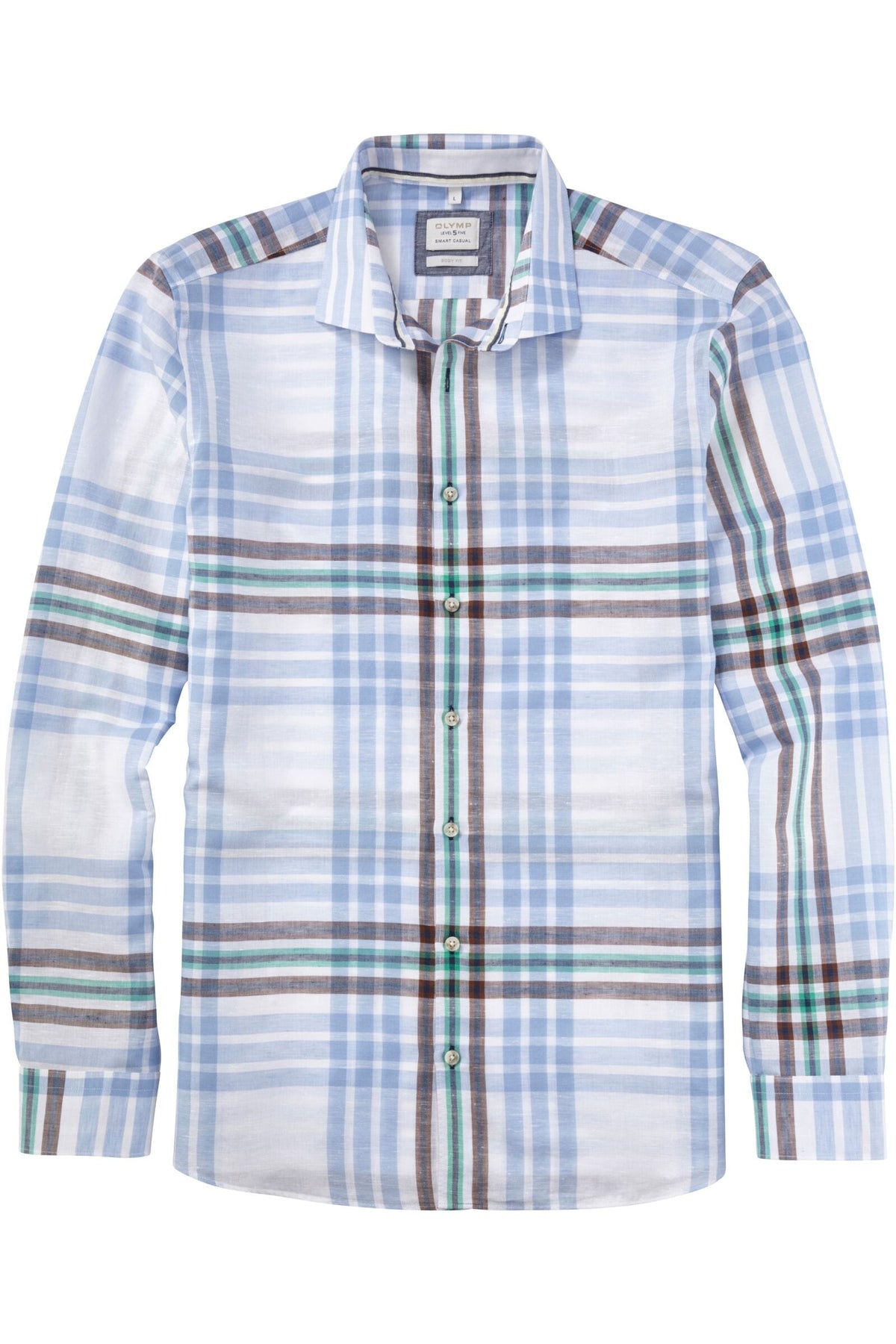 OLYMP Level Five Smart Casual Body Fit Leinenhemd bleu, Kariert