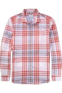 OLYMP Level Five Smart Casual Body Fit Leinenhemd rot, Kariert