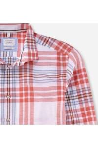 OLYMP Level Five Smart Casual Body Fit Leinenhemd rot, Kariert