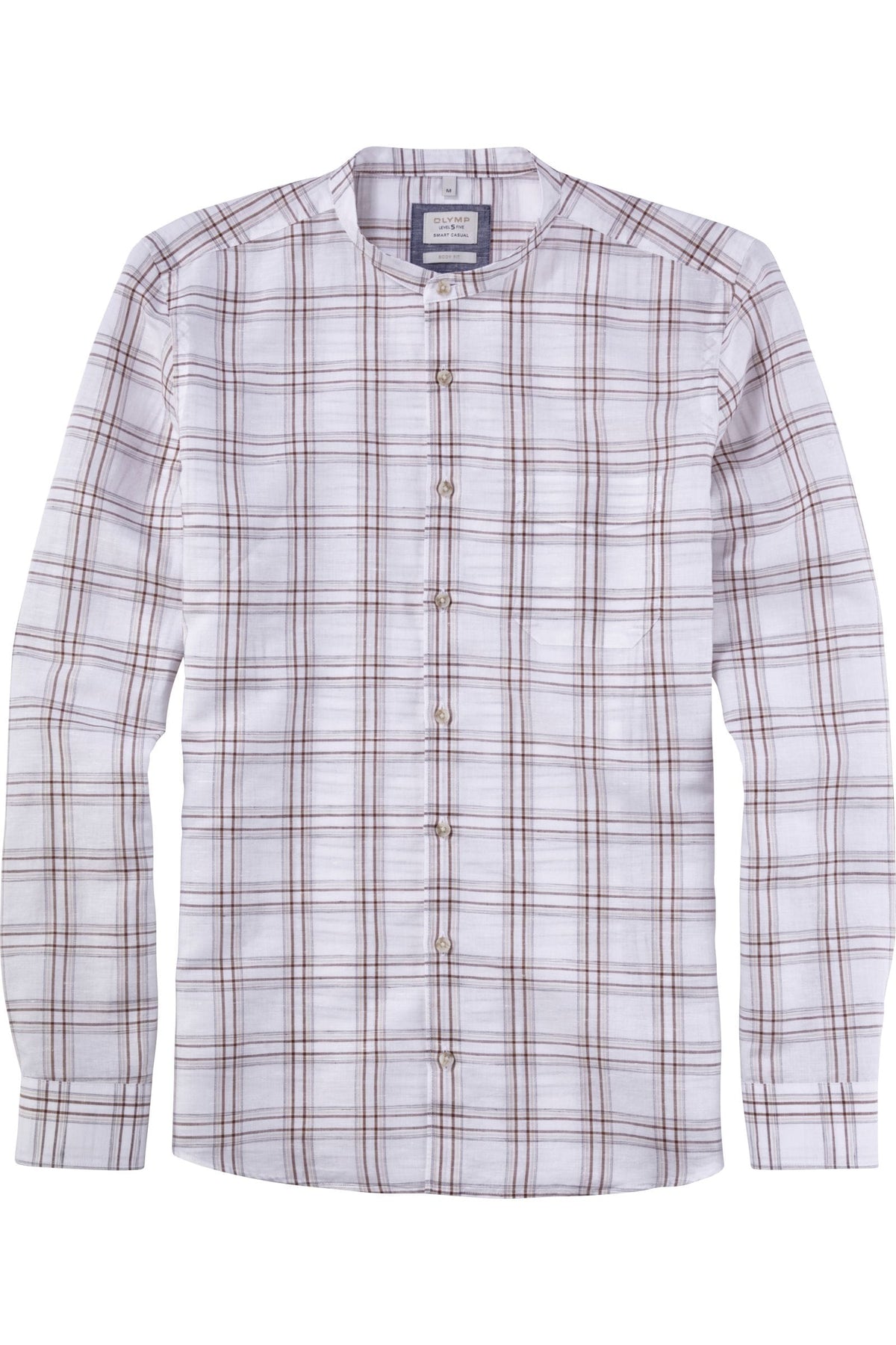 OLYMP Level Five Smart Casual Body Fit Leinenhemd braun, Kariert