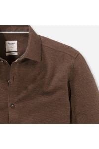 OLYMP Level Five Smart Casual Body Fit Jerseyhemd braun, Jacquardmuster