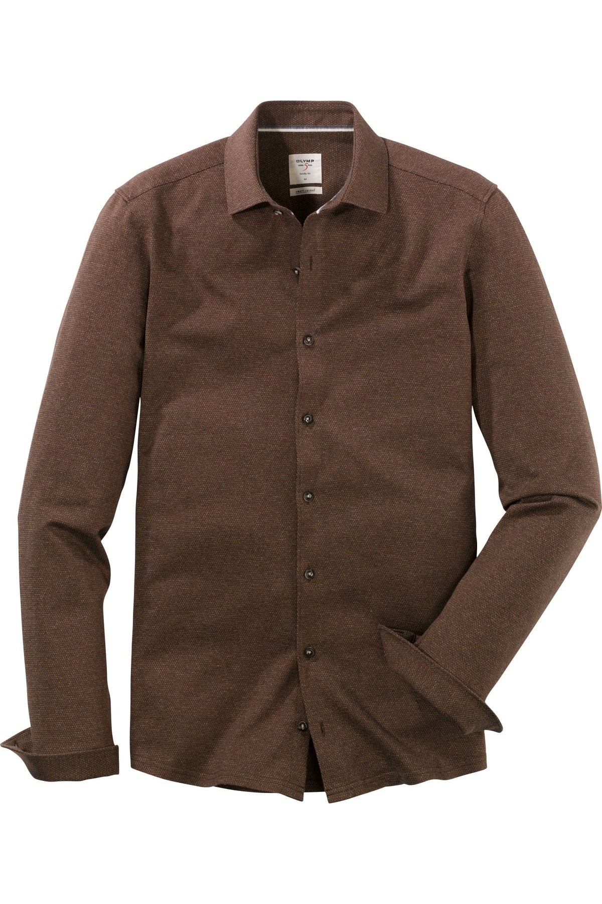 OLYMP Level Five Smart Casual Body Fit Jerseyhemd braun, Jacquardmuster