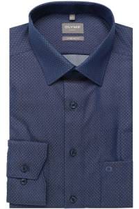 OLYMP Luxor Comfort Fit Hemd marine, Gepunktet