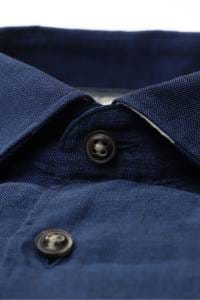 OLYMP Level Five Smart Casual Body Fit Leinenhemd dunkelblau, Einfarbig