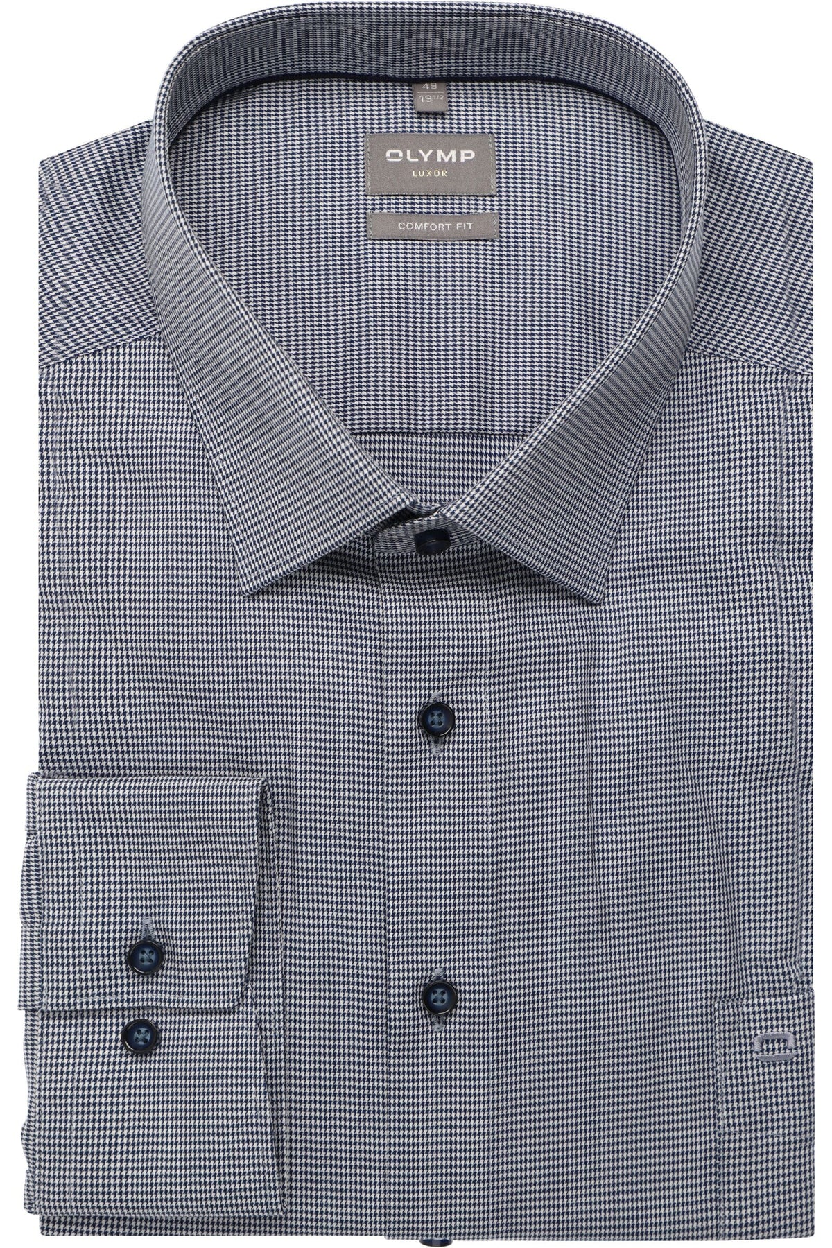 OLYMP Luxor Comfort Fit Hemd marine, Hahnentritt