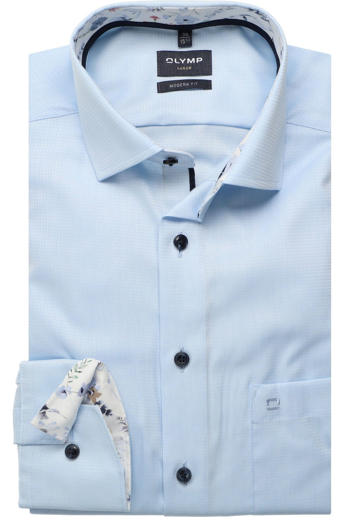 OLYMP Luxor Modern Fit Hemd bleu, Faux-uni
