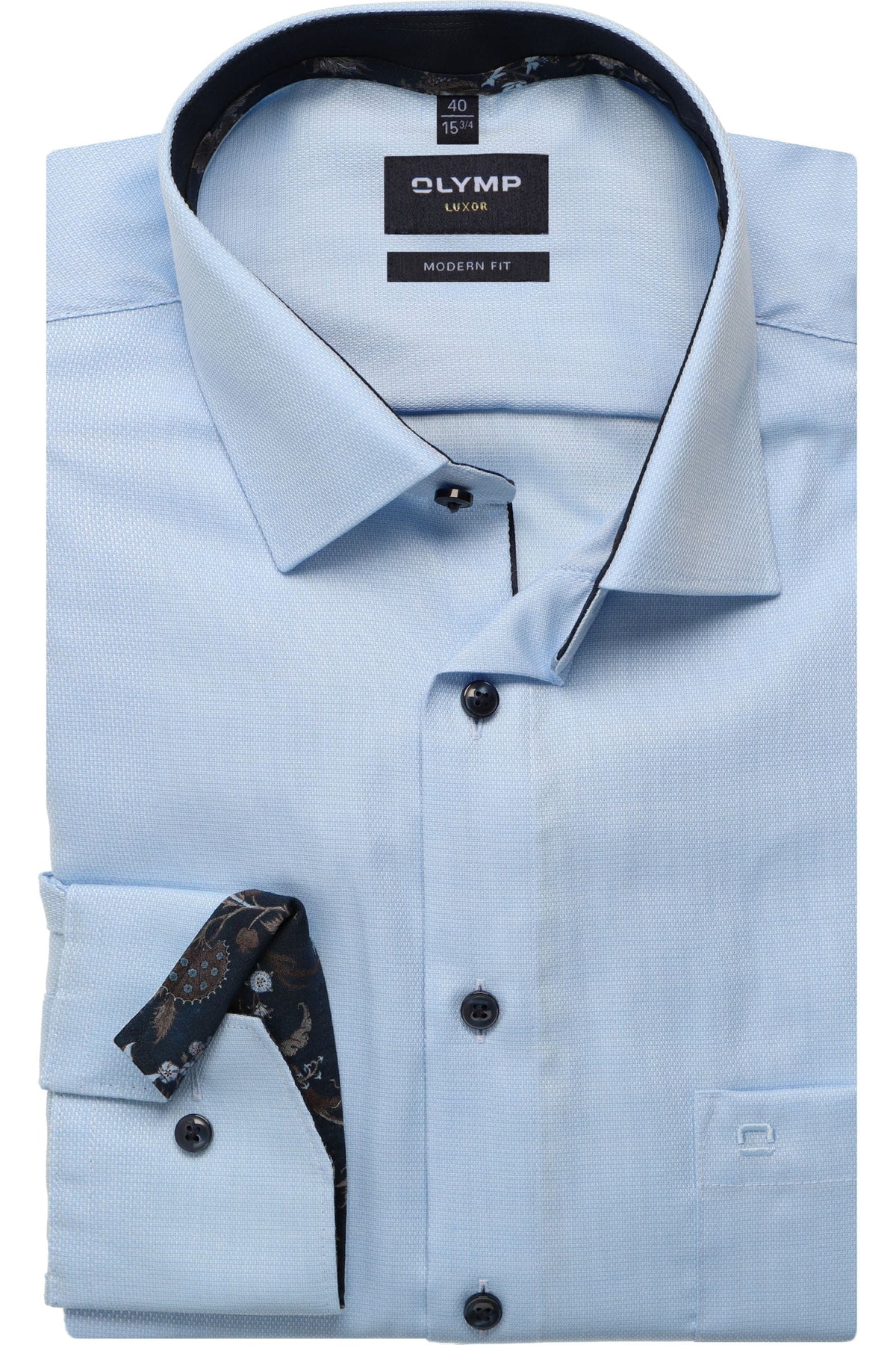 OLYMP Luxor Modern Fit Hemd bleu, Faux-uni