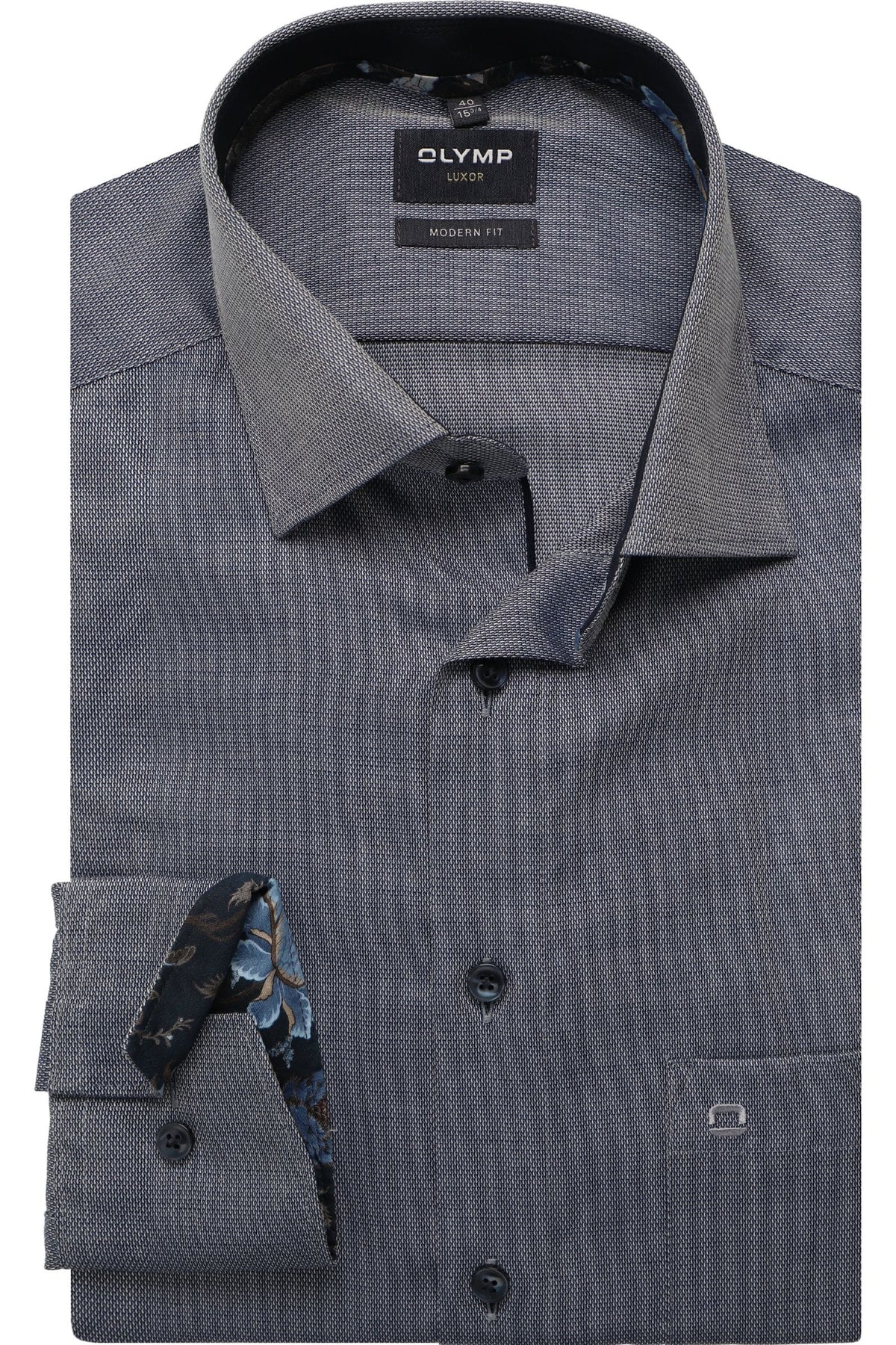 OLYMP Luxor Modern Fit Hemd marine, Faux-uni