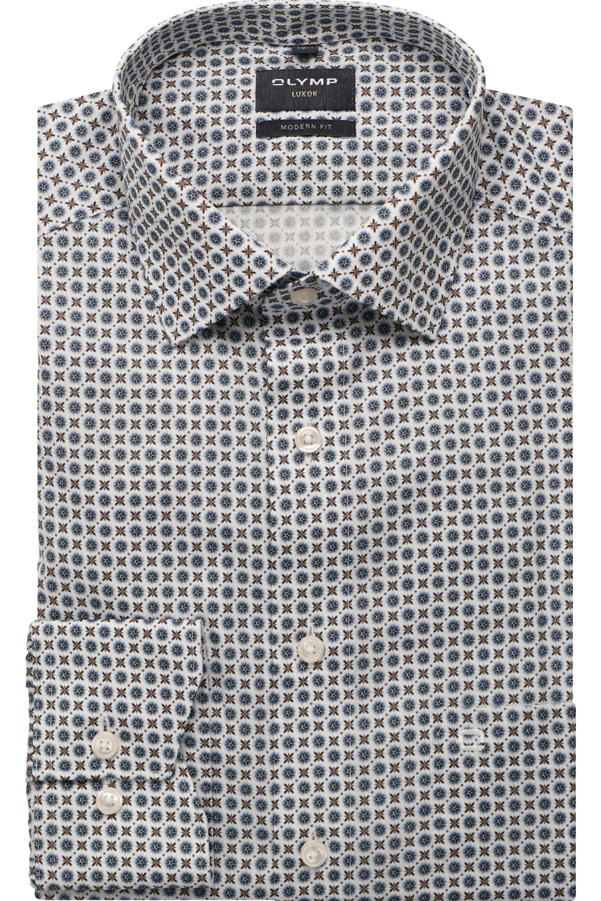 OLYMP Luxor Modern Fit Hemd blau/weiss, Bedruckt