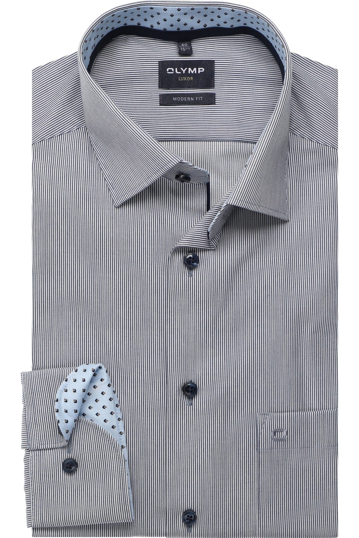 OLYMP Luxor Modern Fit Hemd marine, Gestreift